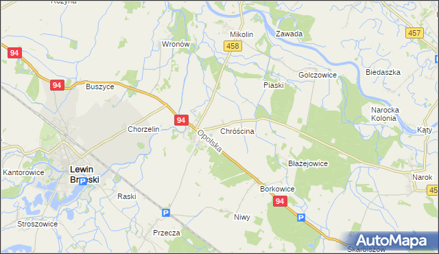 mapa Chróścina gmina Lewin Brzeski, Chróścina gmina Lewin Brzeski na mapie Targeo