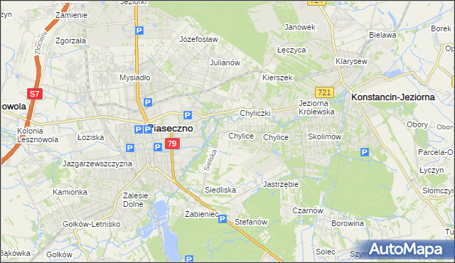 mapa Chylice gmina Piaseczno, Chylice gmina Piaseczno na mapie Targeo