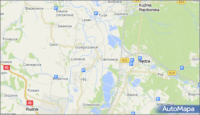 mapa Ciechowice, Ciechowice na mapie Targeo