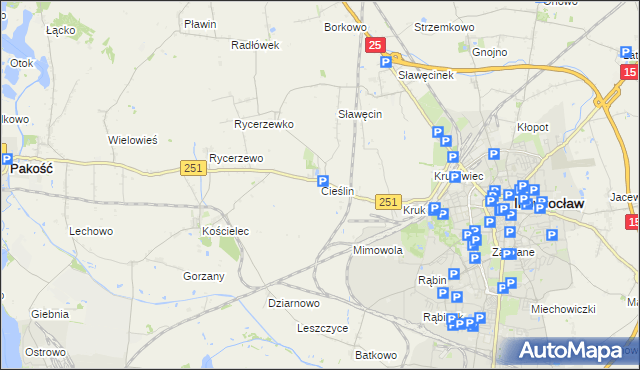 mapa Cieślin gmina Inowrocław, Cieślin gmina Inowrocław na mapie Targeo