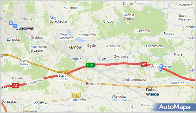 mapa Cisie gmina Halinów, Cisie gmina Halinów na mapie Targeo