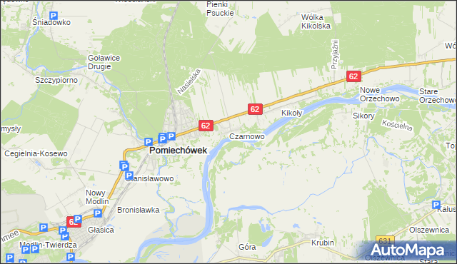 mapa Czarnowo gmina Pomiechówek, Czarnowo gmina Pomiechówek na mapie Targeo