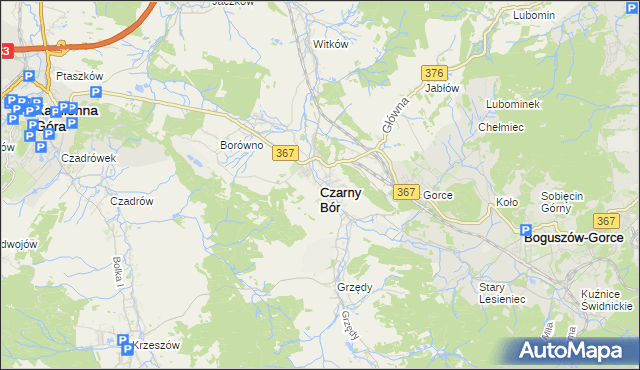 mapa Czarny Bór, Czarny Bór na mapie Targeo