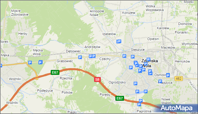 mapa Czechy gmina Zduńska Wola, Czechy gmina Zduńska Wola na mapie Targeo