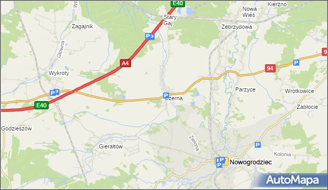 mapa Czerna gmina Nowogrodziec, Czerna gmina Nowogrodziec na mapie Targeo