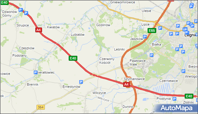 mapa Czerwony Kościół, Czerwony Kościół na mapie Targeo