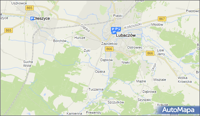 mapa Dąbków, Dąbków na mapie Targeo