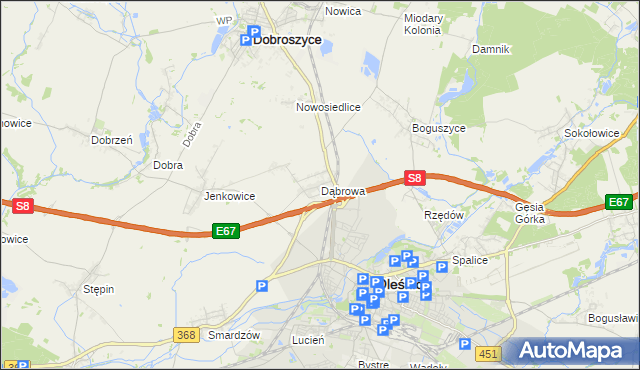 mapa Dąbrowa gmina Oleśnica, Dąbrowa gmina Oleśnica na mapie Targeo