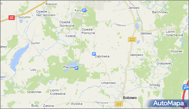 mapa Dąbrówka gmina Starogard Gdański, Dąbrówka gmina Starogard Gdański na mapie Targeo