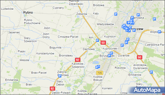 mapa Dachowa gmina Sochaczew, Dachowa gmina Sochaczew na mapie Targeo