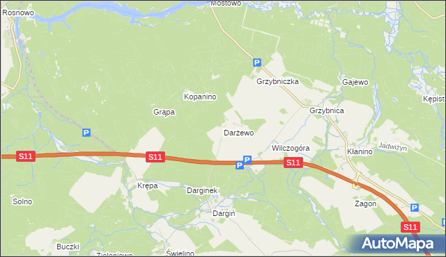 mapa Darżewo gmina Bobolice, Darżewo gmina Bobolice na mapie Targeo