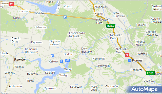 mapa Doły Biskupie, Doły Biskupie na mapie Targeo