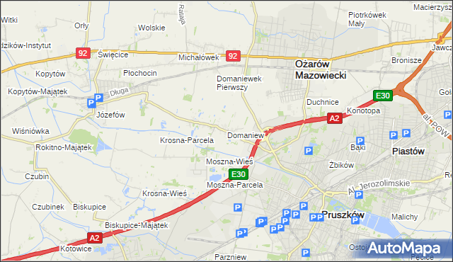 mapa Domaniew gmina Brwinów, Domaniew gmina Brwinów na mapie Targeo