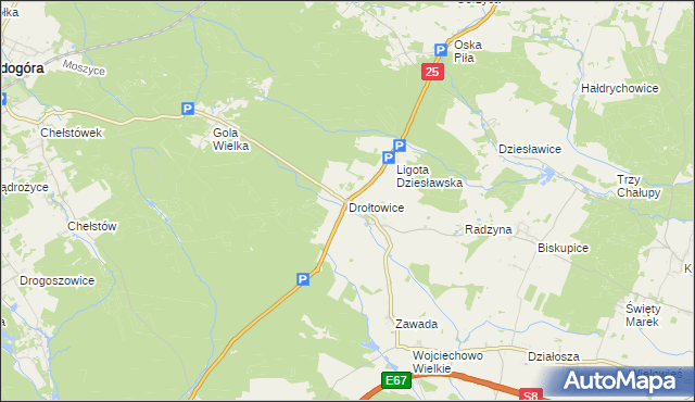 mapa Drołtowice, Drołtowice na mapie Targeo