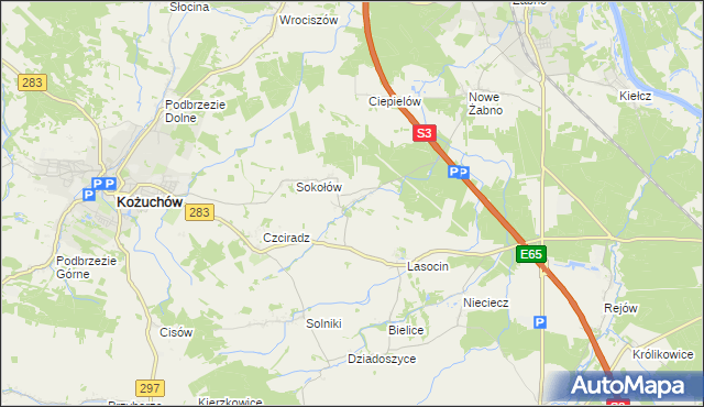 mapa Drwalewice gmina Kożuchów, Drwalewice gmina Kożuchów na mapie Targeo