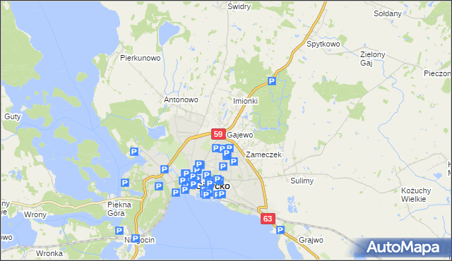 mapa Gajewo gmina Giżycko, Gajewo gmina Giżycko na mapie Targeo