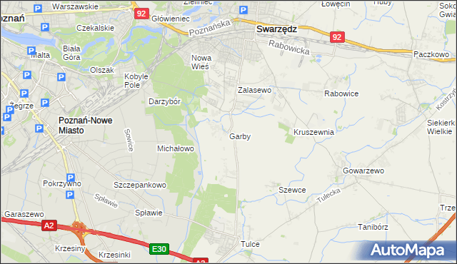 mapa Garby gmina Swarzędz, Garby gmina Swarzędz na mapie Targeo