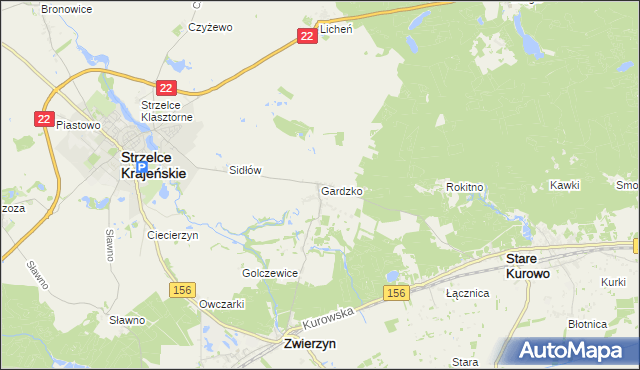 mapa Gardzko, Gardzko na mapie Targeo