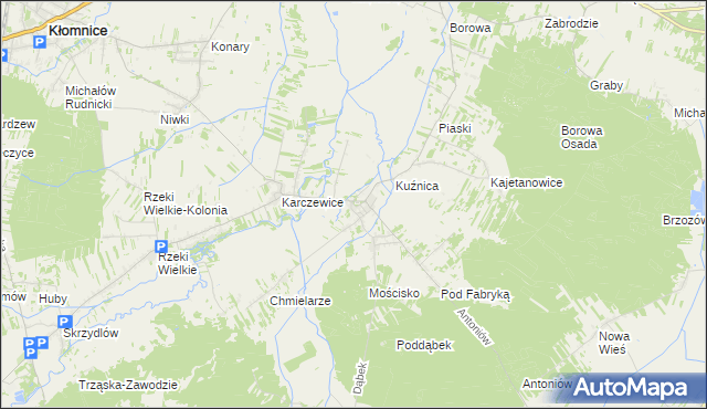 mapa Garnek gmina Kłomnice, Garnek gmina Kłomnice na mapie Targeo