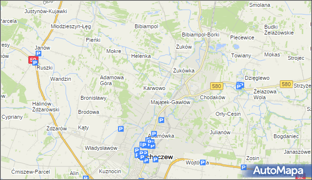 mapa Gawłów gmina Sochaczew, Gawłów gmina Sochaczew na mapie Targeo