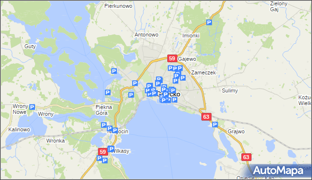 mapa Giżycko, Giżycko na mapie Targeo