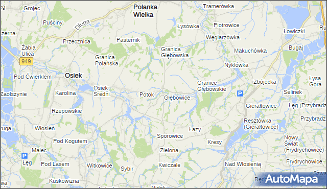 mapa Głębowice gmina Osiek, Głębowice gmina Osiek na mapie Targeo