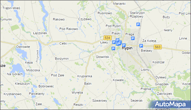 mapa Głowińsk, Głowińsk na mapie Targeo