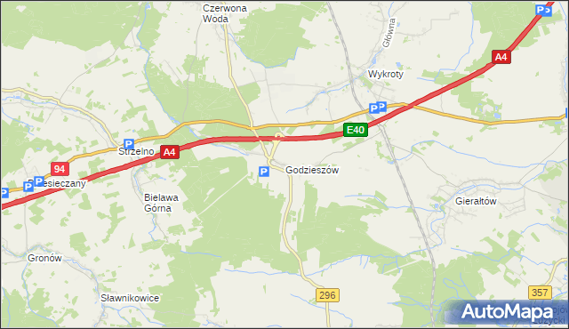 mapa Godzieszów, Godzieszów na mapie Targeo