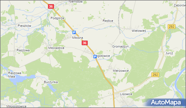 mapa Gogołowice gmina Lubin, Gogołowice gmina Lubin na mapie Targeo