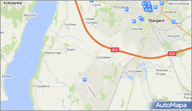 mapa Golczewo gmina Stargard, Golczewo gmina Stargard na mapie Targeo