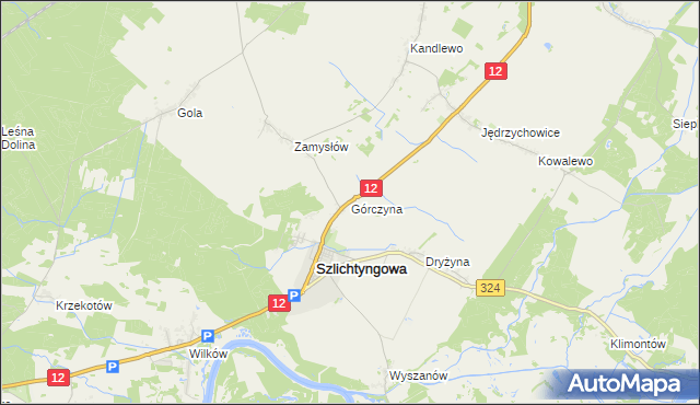 mapa Górczyna gmina Szlichtyngowa, Górczyna gmina Szlichtyngowa na mapie Targeo