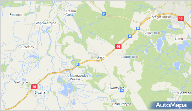 mapa Grabin gmina Niemodlin, Grabin gmina Niemodlin na mapie Targeo