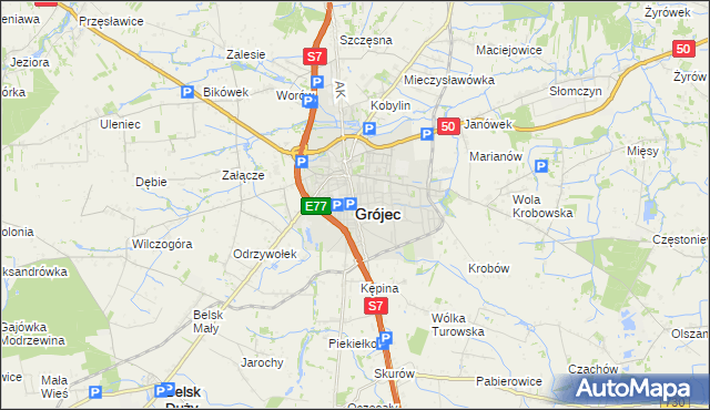 mapa Grójec, Grójec na mapie Targeo