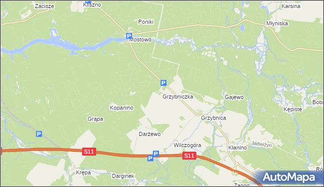 mapa Grzybniczka, Grzybniczka na mapie Targeo