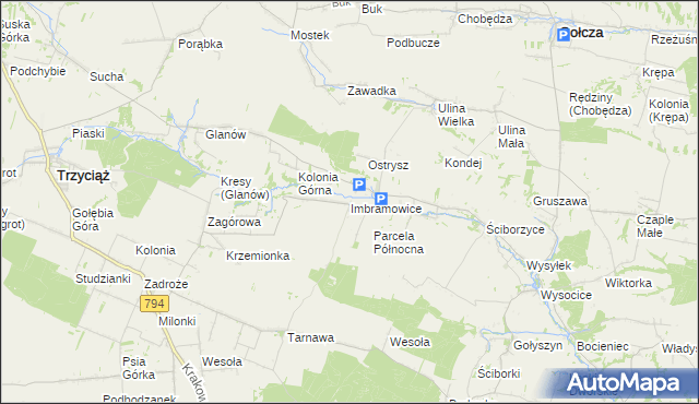 mapa Imbramowice gmina Trzyciąż, Imbramowice gmina Trzyciąż na mapie Targeo