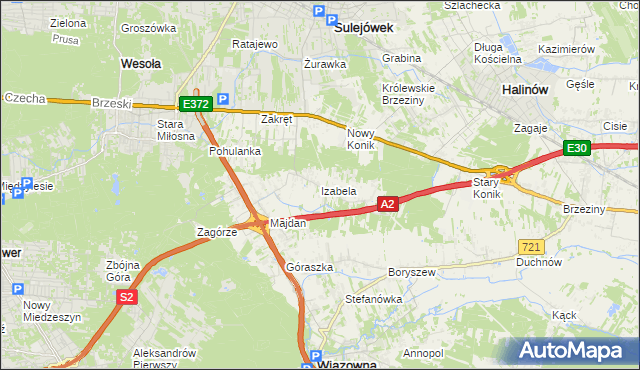 mapa Izabela gmina Wiązowna, Izabela gmina Wiązowna na mapie Targeo