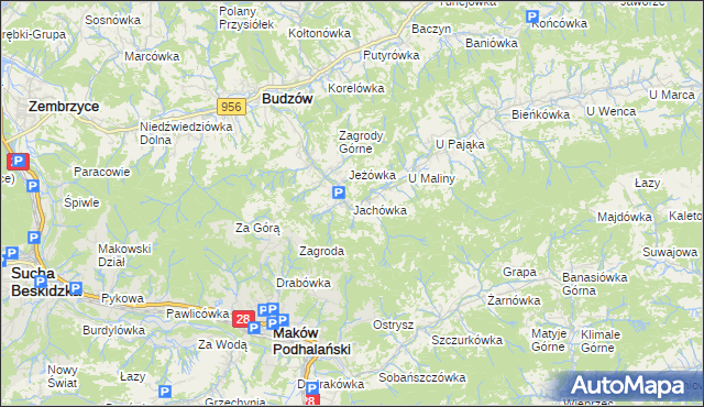 mapa Jachówka, Jachówka na mapie Targeo