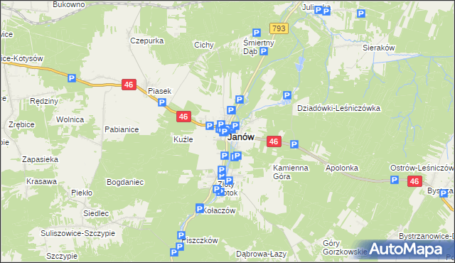 mapa Janów powiat częstochowski, Janów powiat częstochowski na mapie Targeo
