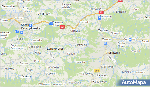 mapa Jastrzębia gmina Lanckorona, Jastrzębia gmina Lanckorona na mapie Targeo