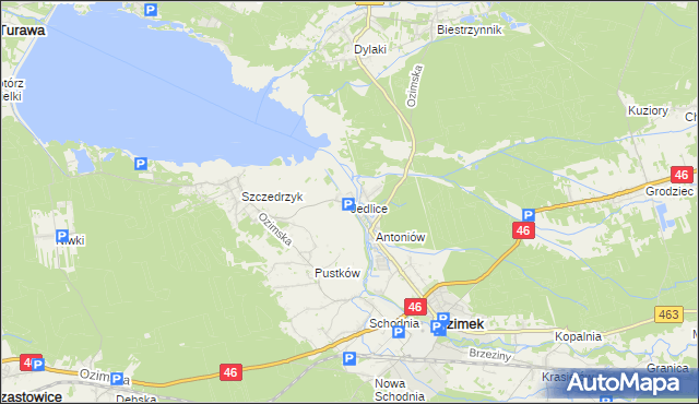 mapa Jedlice gmina Ozimek, Jedlice gmina Ozimek na mapie Targeo