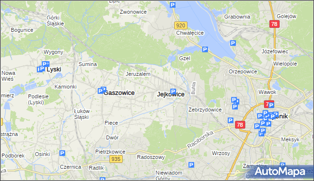 mapa Jejkowice, Jejkowice na mapie Targeo