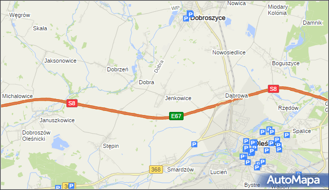 mapa Jenkowice gmina Oleśnica, Jenkowice gmina Oleśnica na mapie Targeo