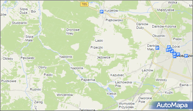 mapa Jeżowice, Jeżowice na mapie Targeo