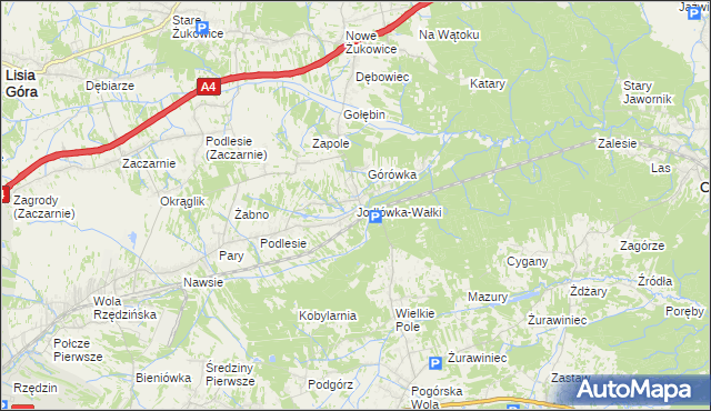 mapa Jodłówka-Wałki, Jodłówka-Wałki na mapie Targeo