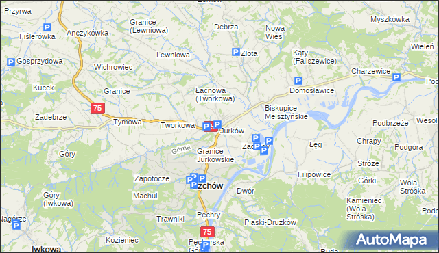 mapa Jurków gmina Czchów, Jurków gmina Czchów na mapie Targeo