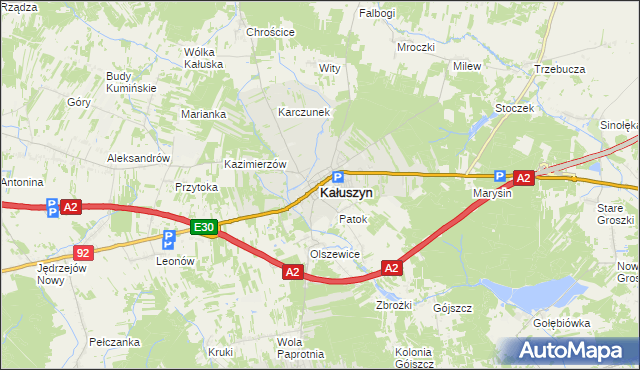 mapa Kałuszyn powiat miński, Kałuszyn powiat miński na mapie Targeo