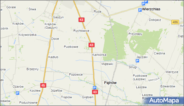 mapa Kamionka gmina Pątnów, Kamionka gmina Pątnów na mapie Targeo