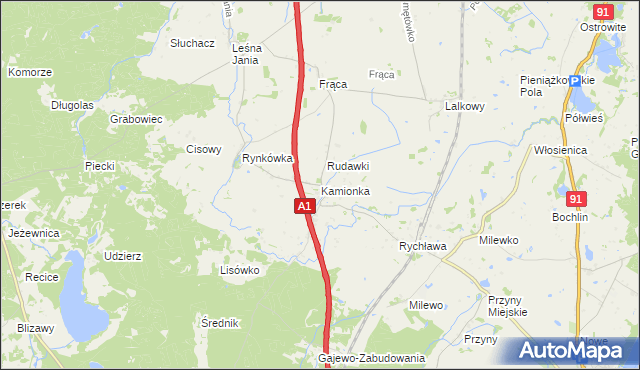 mapa Kamionka gmina Smętowo Graniczne, Kamionka gmina Smętowo Graniczne na mapie Targeo