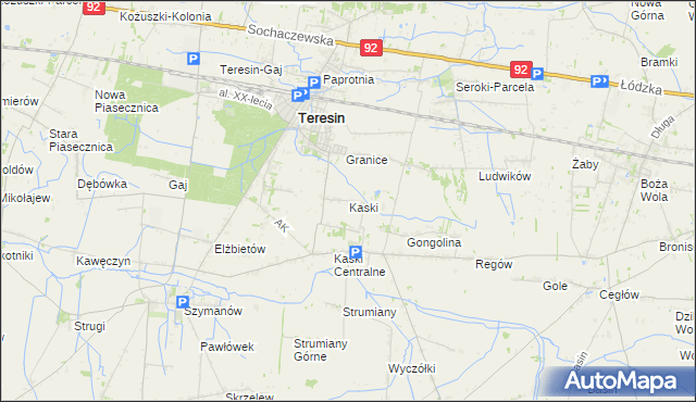 mapa Kaski gmina Baranów, Kaski gmina Baranów na mapie Targeo