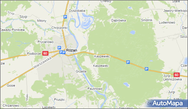 mapa Kaszewiec gmina Goworowo, Kaszewiec gmina Goworowo na mapie Targeo